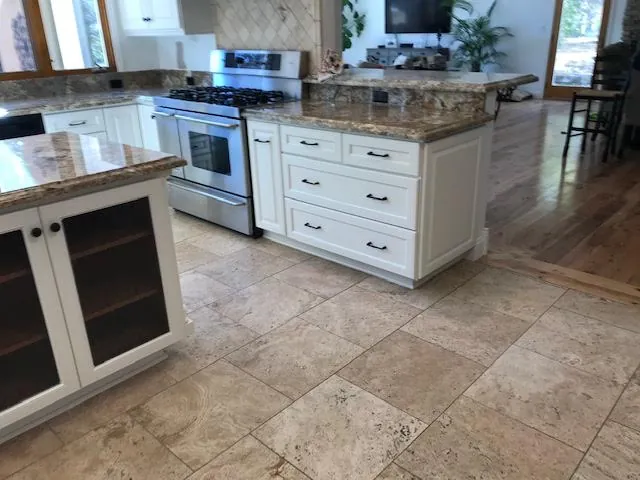 Kitchen island refinished in white